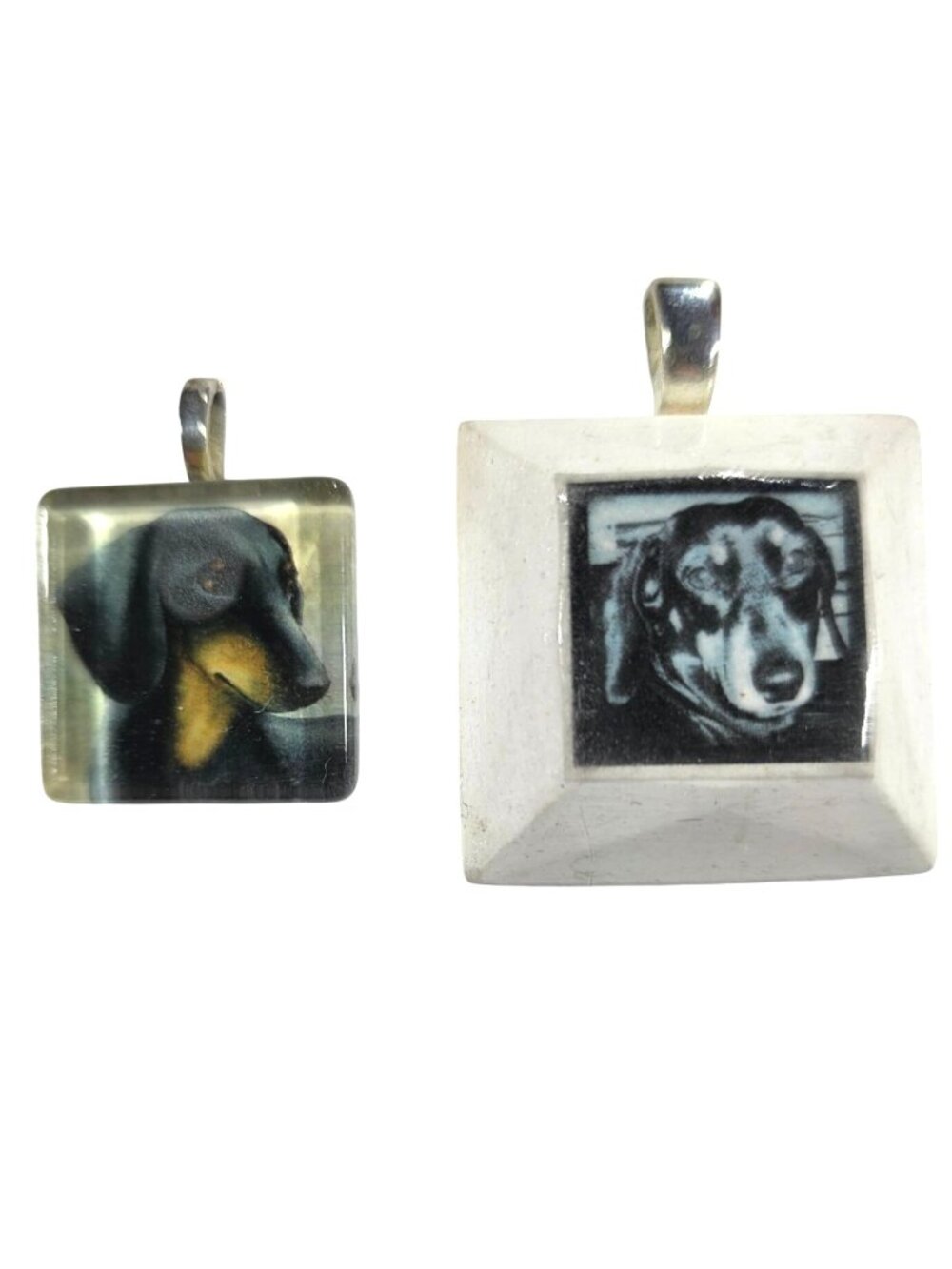 Dachshund Dog Square Pendant Set womens Jewelry